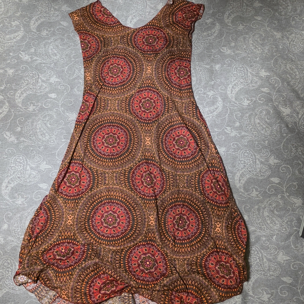 Evolve Floral Orange And Red Slip Dress (O/S)
